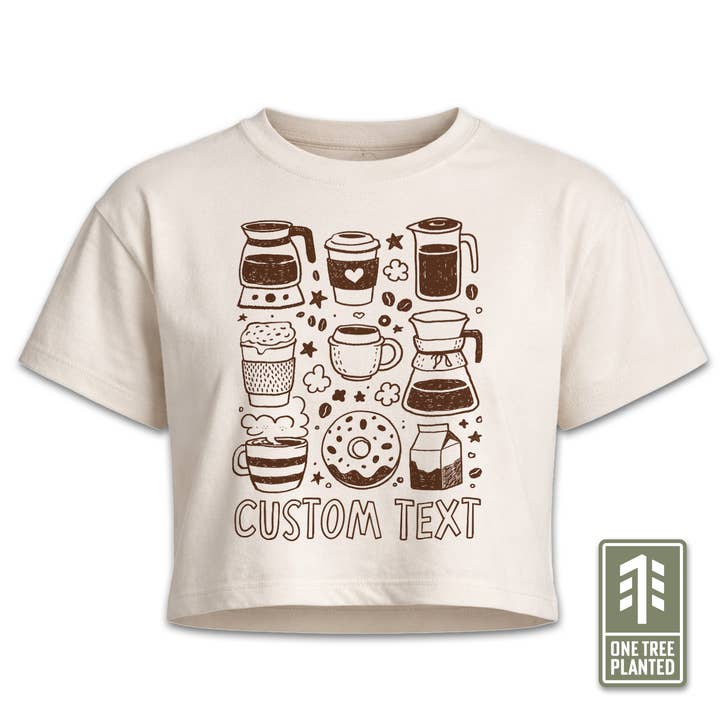 (CUSTOMIZABLE) Coffee Lover Crop Tee – Cute Cafe for wholesale by Symmetree