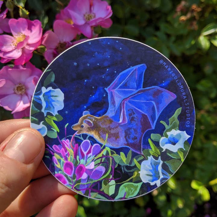 Marigold Art Studios - Wholesale Sticker - Bat Pollinating Flowers Sticker2