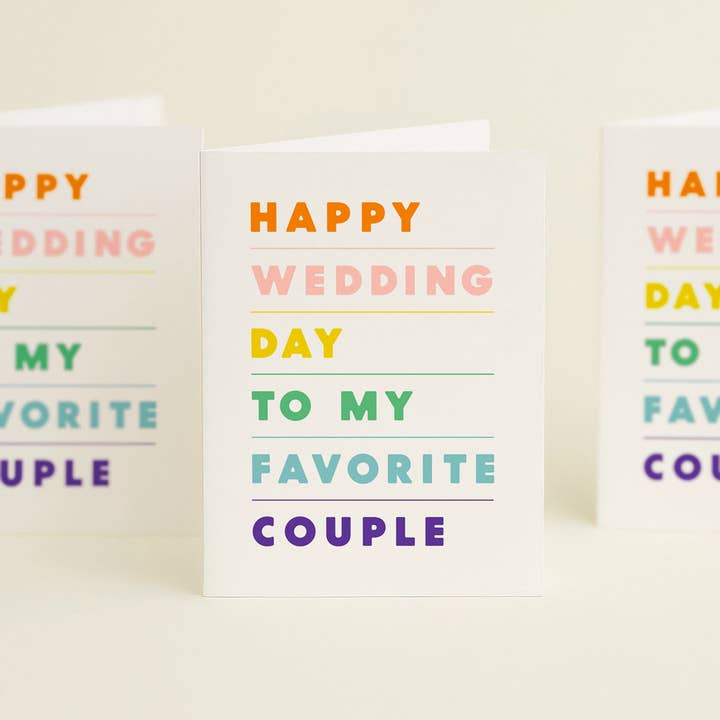 paper&stuff - Vente Faire-part de mariage - Carte de mariage pour couple – Joyeux jour de mariage – Coloré1