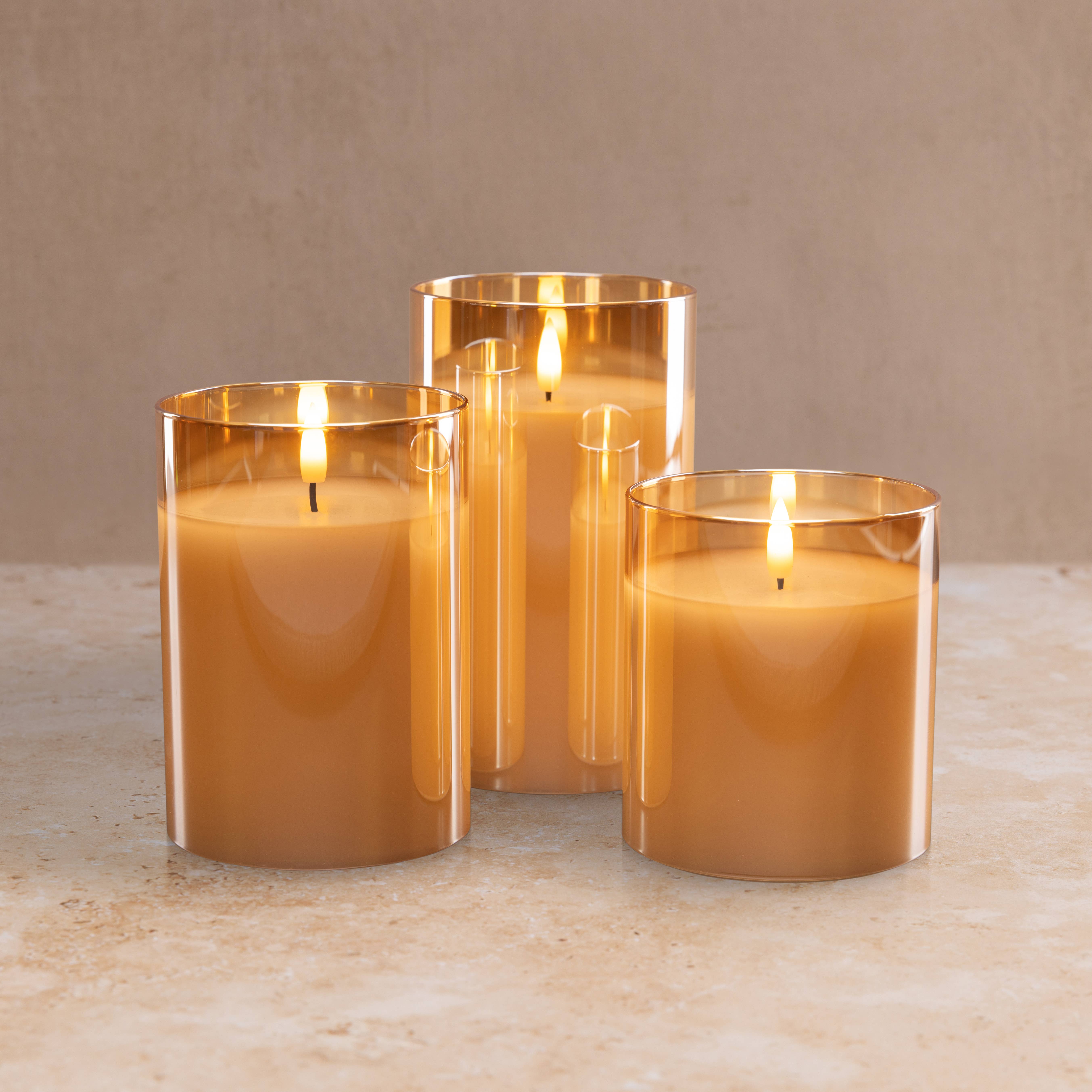 Sandstone & Sage - Wholesale Jar/filled candle - Flameless LED Hurricane Glass Candles - White and Amber4