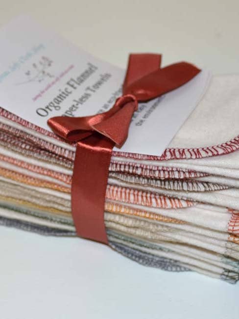 Organic Flannel - 11x12 Paperless Towels 1 Ply for wholesale by Ginas Soft Cloth Shop