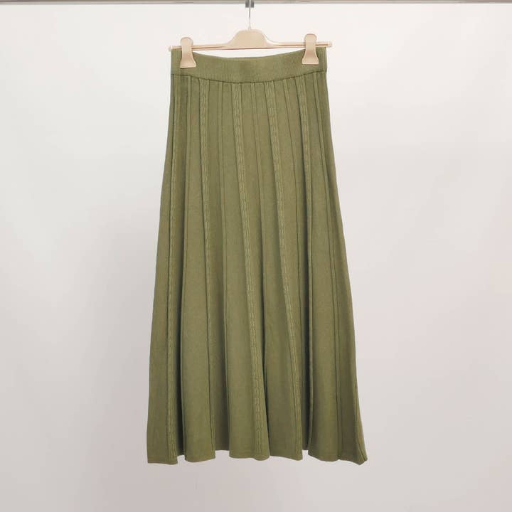 Lange geplooide stretch gebreide rok DSY9577 voor wholesale door Cecile Wang