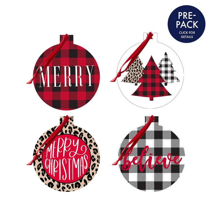 Christmas Leopard Ornament 12 pc Set for wholesale by Viv&Lou