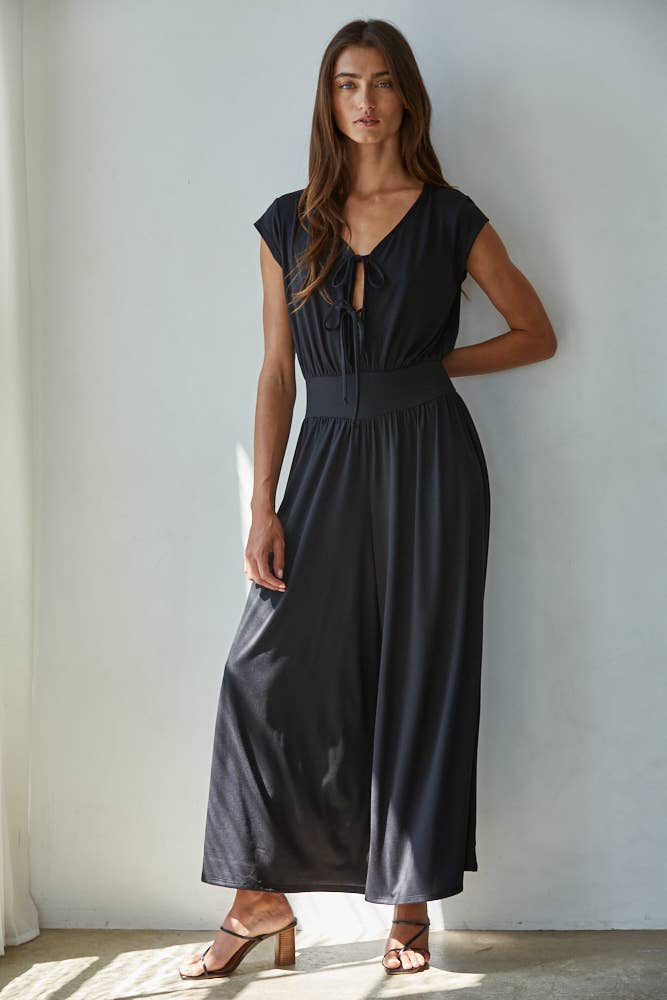 By Together - Wholesale Jumpsuit - Women's - RJ3551 | Knit Polyester Spandex V-Neck Short Sleeve Jumpsuit1