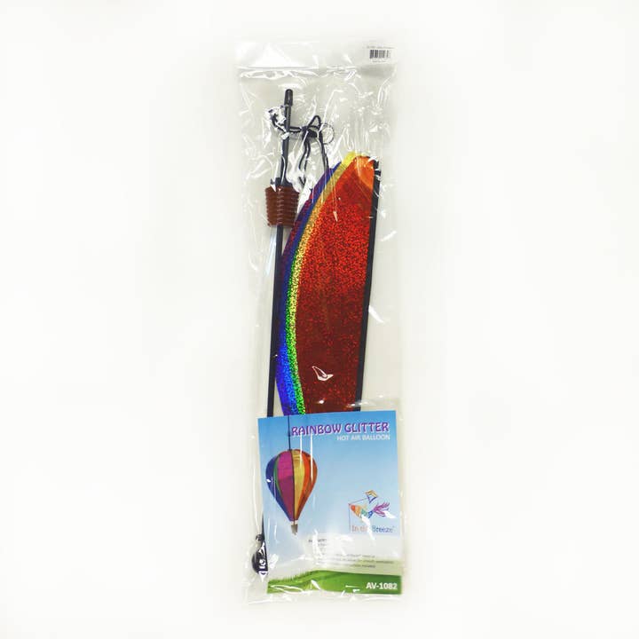 In the Breeze, LLC. - Wholesale Wind Spinner - Rainbow Glitter 6 Panel Hot Air Balloon