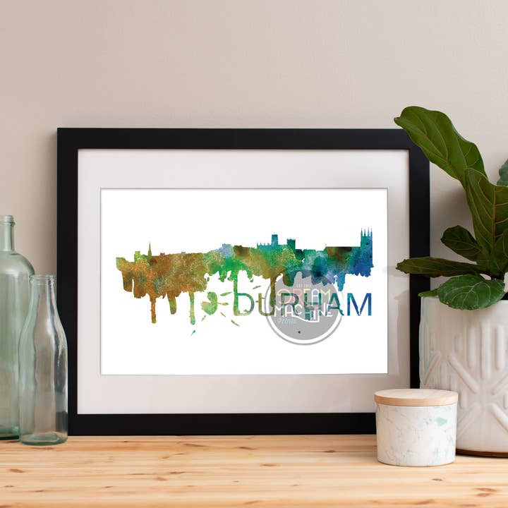 Durham Watercolor Skyline, Durham Skyline, Durham Art, Durham Poster, Durham Print, Durham Art, Durham Art, Durham Map, Durham Wall Art, Carolina del Norte WCS49 para venta al por mayor de DreamMachine Prints