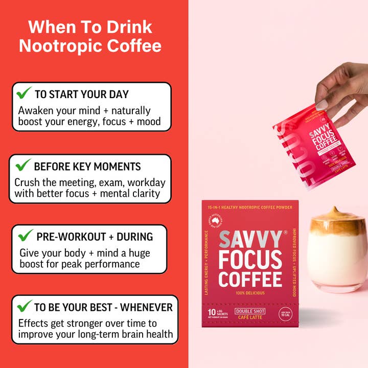 SAVVY BEVERAGES - Wholesale Instant coffee/espresso - BRAIN BOOST COFFEE IN ECO-FRIENDLY SACHETS - DELICIOUS 6