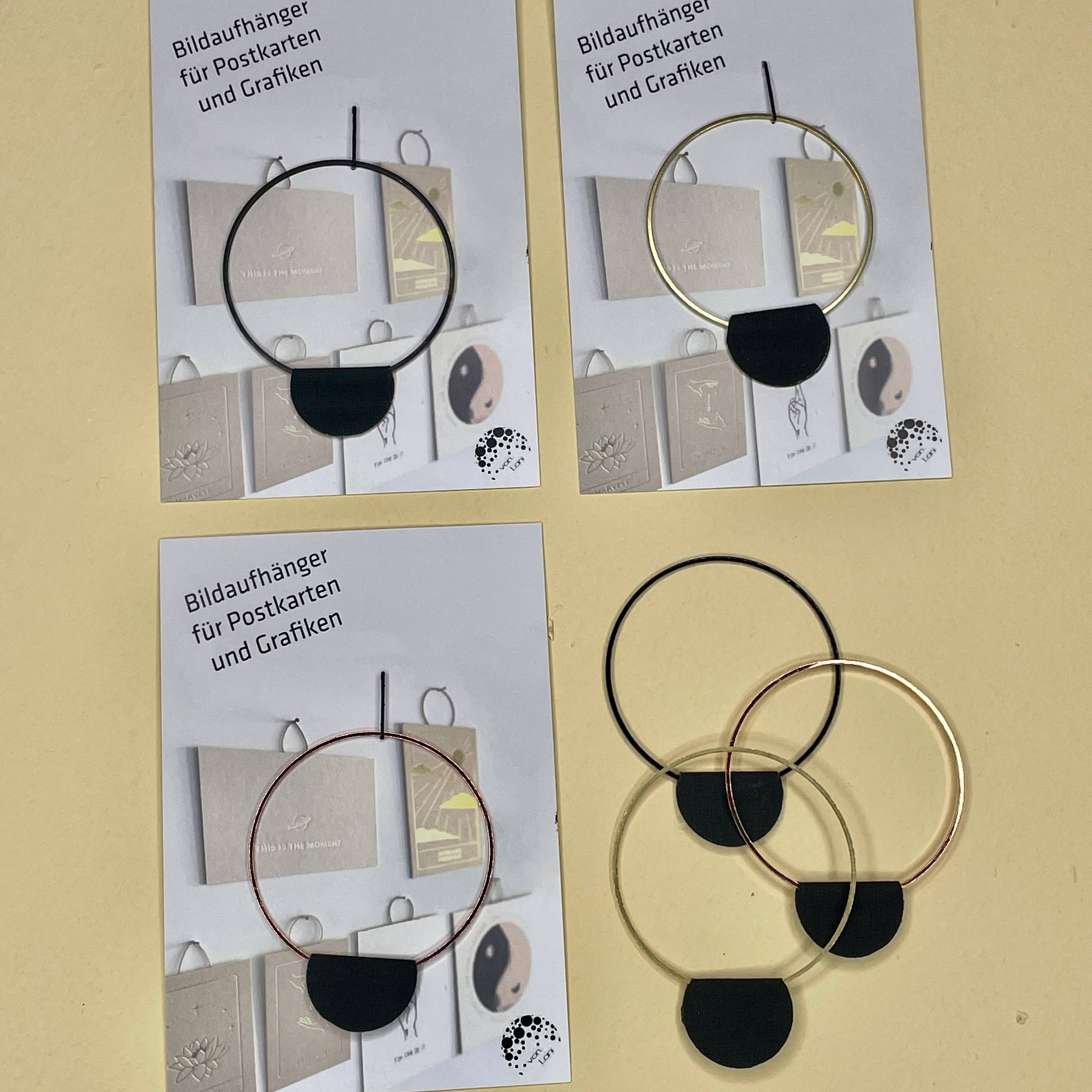 von Lani = Jewellry + Suncatchers - Wholesale Picture Frame - Large circular picture hanger 4.5cm, Gold, Black, Rose, Silver4