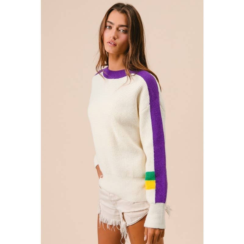 GRÄDDE Mardi Gras färgblocktröja för wholesale på Faire6