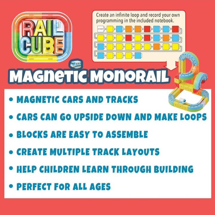 Meekins Corp - Wholesale Building Set - Kids - Rail Cube Magnetic Monorail Deluxe Set