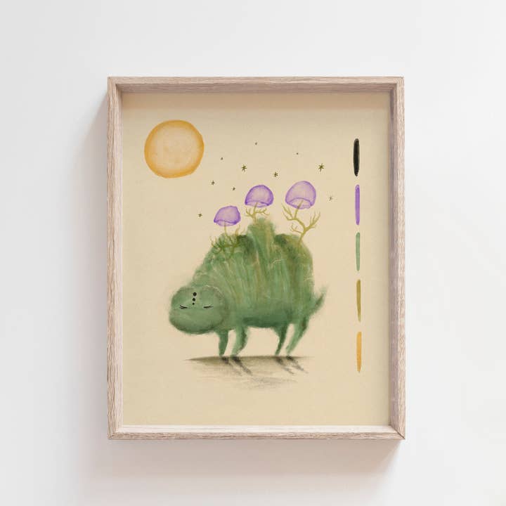 O Mossling – Criatura Fantástica com Cogumelos Impressão Artística por atacado de Maile Lani Art + Illustration