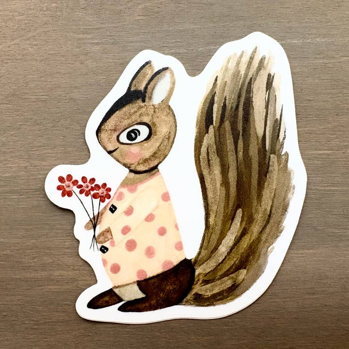 Squirrel With Flowers Waterproof Vinyl Sticker
for wholesale by Maryellen Kim Art And Design