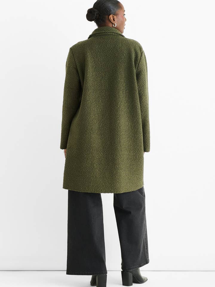 GINI LONDON - Wholesale Jacket - Women's - Khaki Shearling Mid Length Double Breasted Jacket1