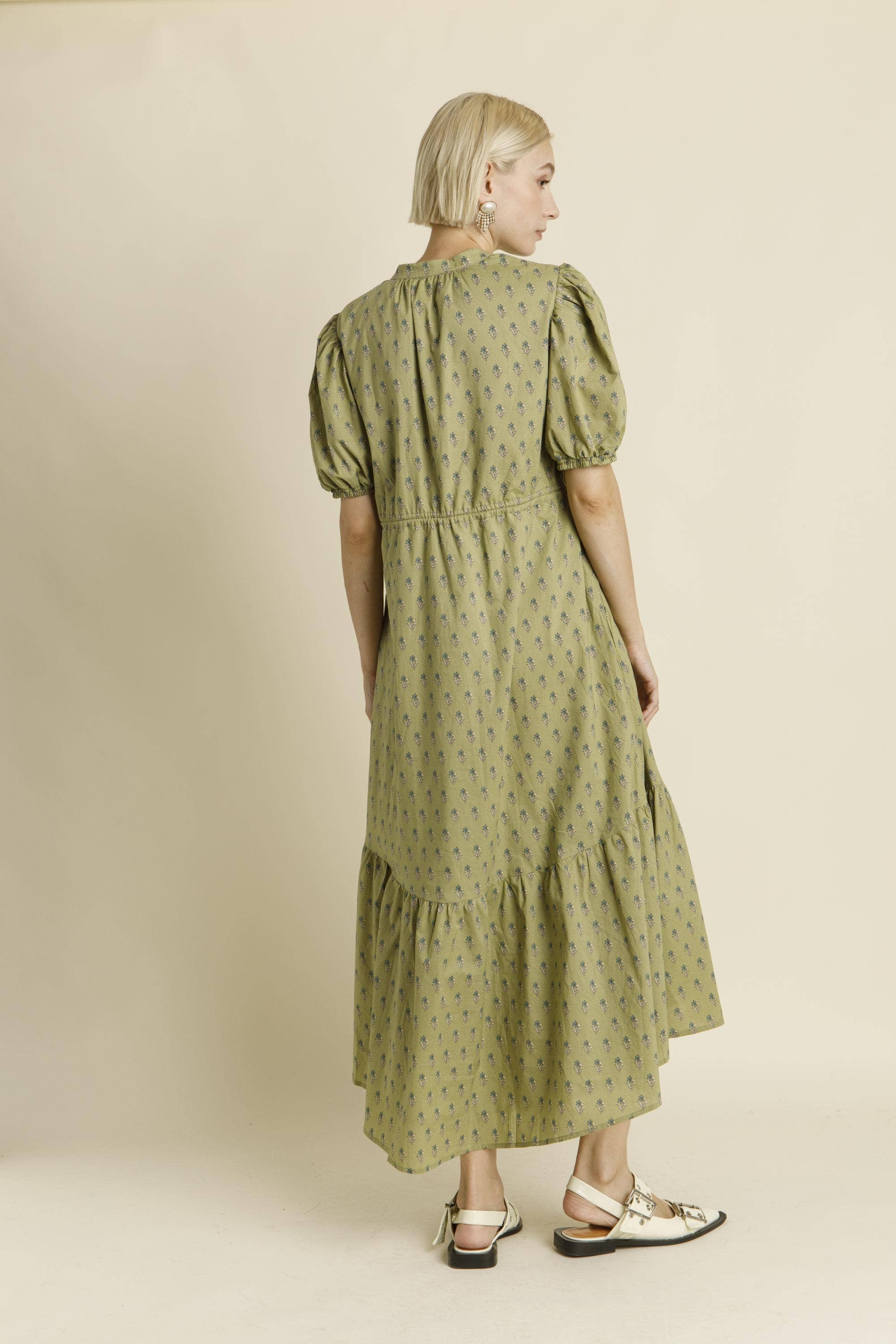 Aureum - Wholesale Dress - Women's - AD1949 - FLORAL MIDI DRESS W/ TIES10