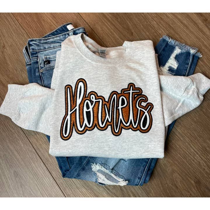 Double E Creations - Wholesale Sweatshirt - Women's - Double Layered Glitter Spirit Applique sweatshirt