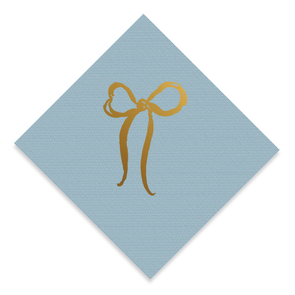 Simply Jessica Marie - Wholesale Wegwerpservet - Blue Bow luxe cocktailservetten in goudfolie, set van 200