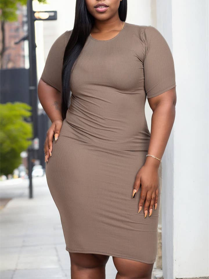 Plus Ribbed Bodycon Midi Dress for wholesale by CAPELLA APPAREL