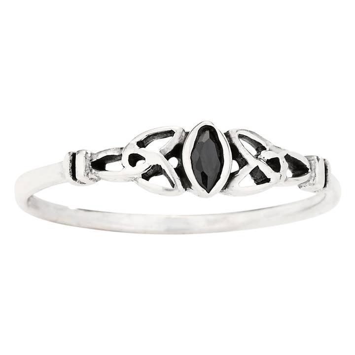 Tiger Mountain Jewelry - Wholesale Single Stone/Solitaire Ring - Celtic Knot Onyx and Sterling Silver Ring