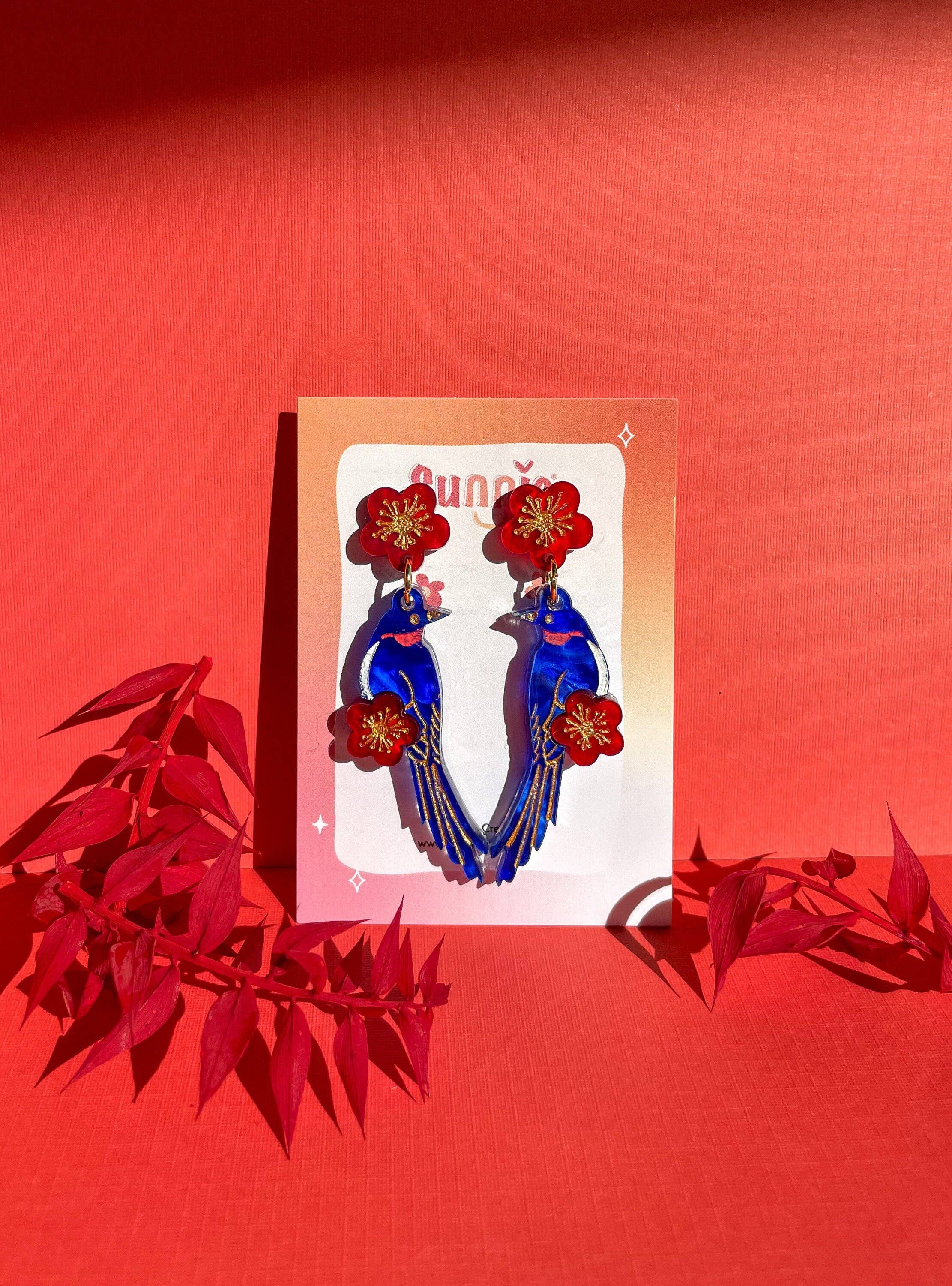 Sunnie Creative - Wholesale Dangle Earrings - Blue Magpie Earrings