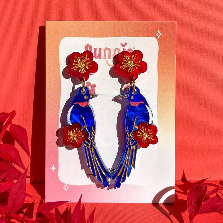 Sunnie Creative - Wholesale Dangle Earrings - Blue Magpie Earrings0