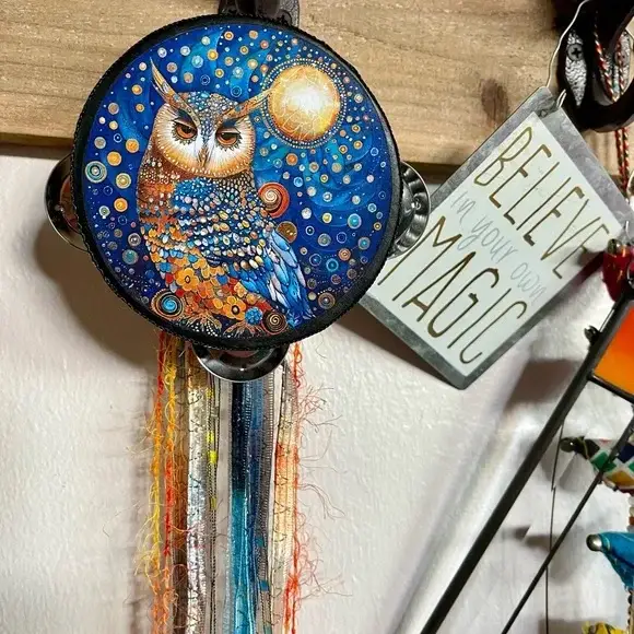 Bodhi Leaf Market - Wholesale Wall Accent - Charmed Spirit Owl 4" Tambourine and Ribbon Wall Accent5
