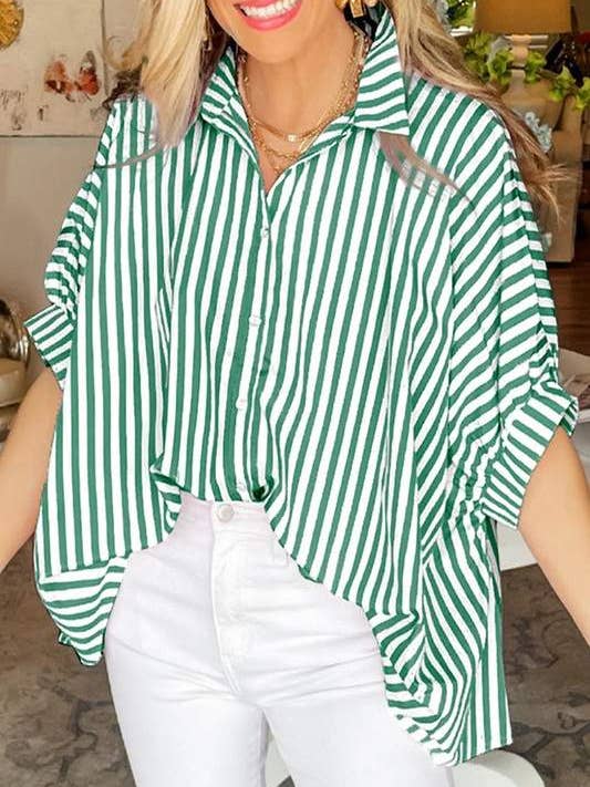 Flarix - Wholesale Button Down Shirt - Women's - striped collared top3