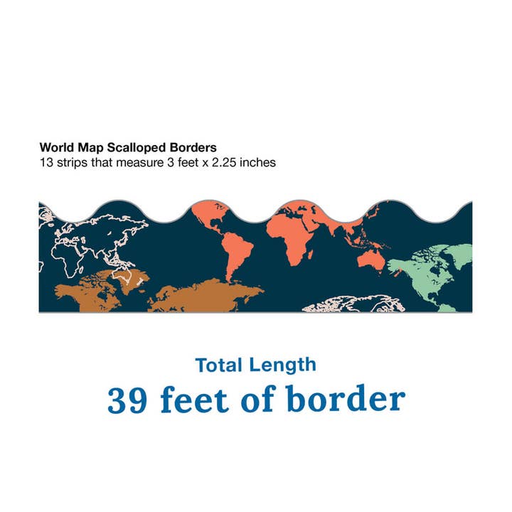 Carson Dellosa Education - Wholesale Bulletin Board - Let's Explore World Map Scalloped Bulletin Board Borders2