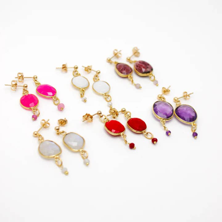 Set of 6 stone earrings - CATHY CHAUD for wholesale by L'Atelier des Dames