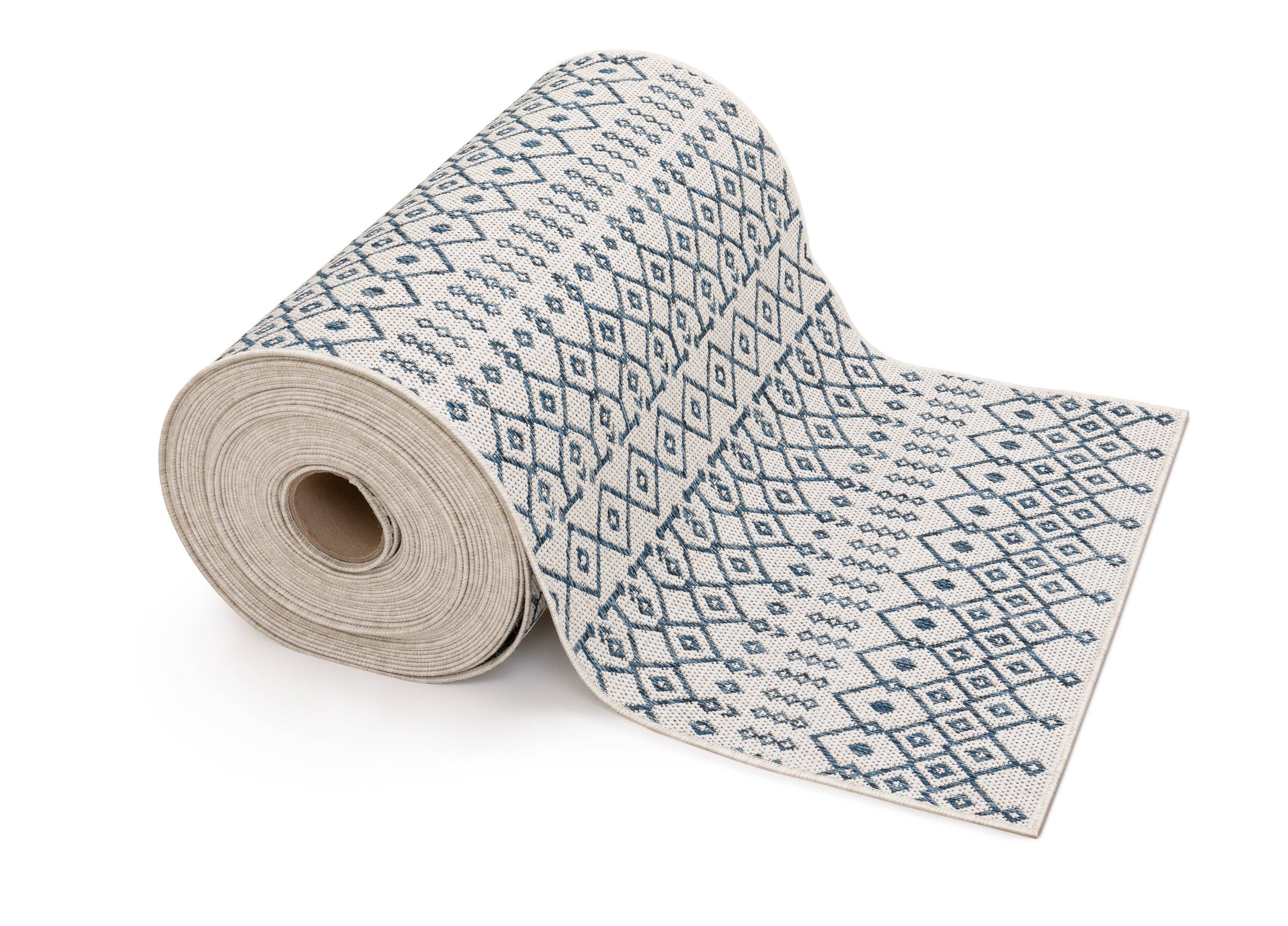 Well Woven - Wholesale Runner Rug - Custom Size Runner Nord Nordic Lattice Pattern Light Blue1