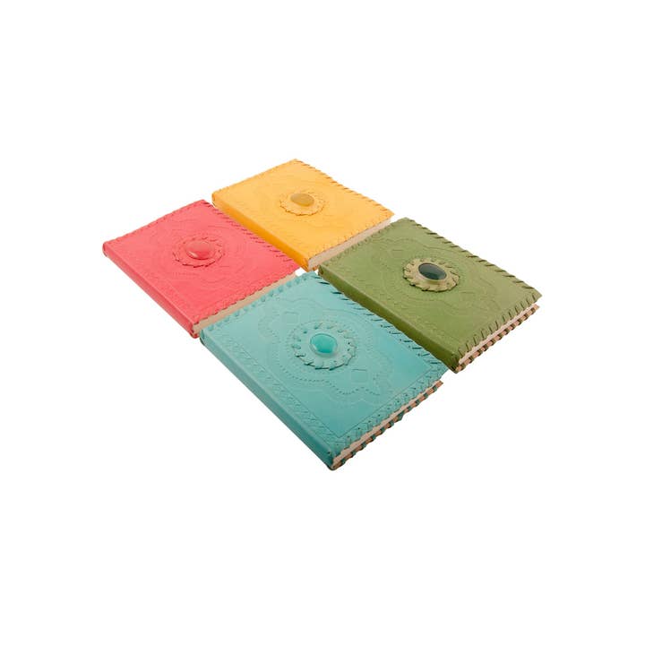 Namaste - Wholesale Notebook - Leather Notebook With Dyed Stone Insert