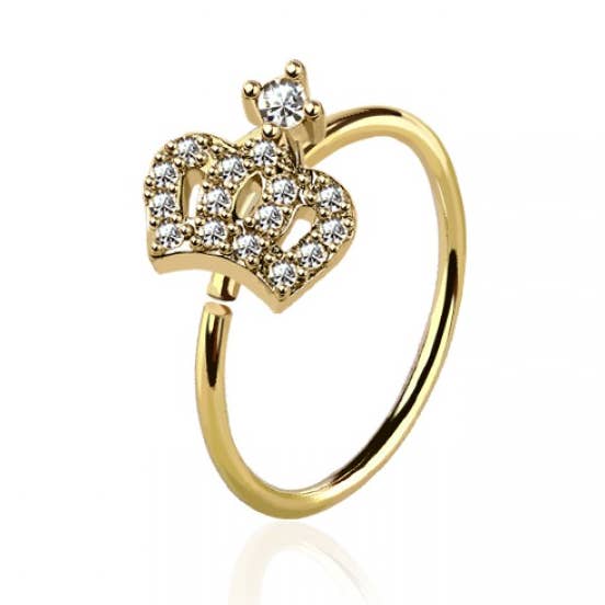 CZ PAVED CROWN 316L SURGICAL STEEL O-RING NOSE HOOP for wholesale by CRAVE