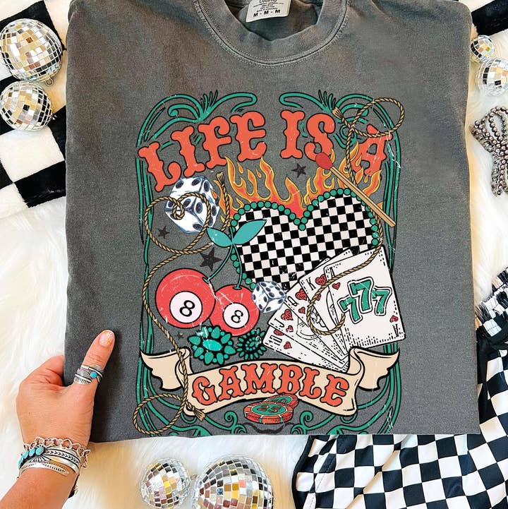 Life Is A Gamble - COMFORT COLOR - Pepper for wholesale by THE LATTIMORE CLAIM