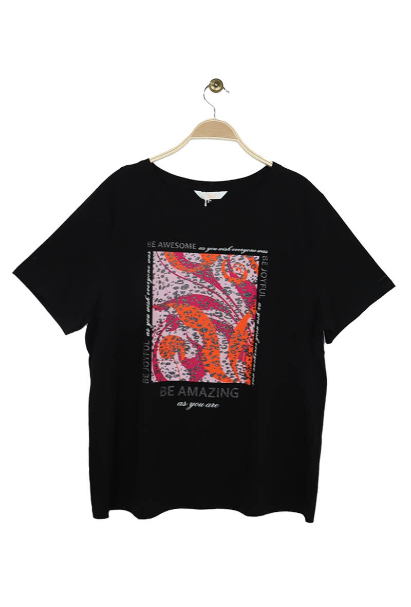 Attrait Paris - Wholesale Screen Printed T-Shirt - Women's - Printed cotton T-shirt Be Amazing Plus size5