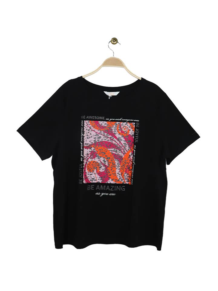 Attrait Paris - Wholesale Screen Printed T-Shirt - Women's - Printed cotton T-shirt Be Amazing Plus size5