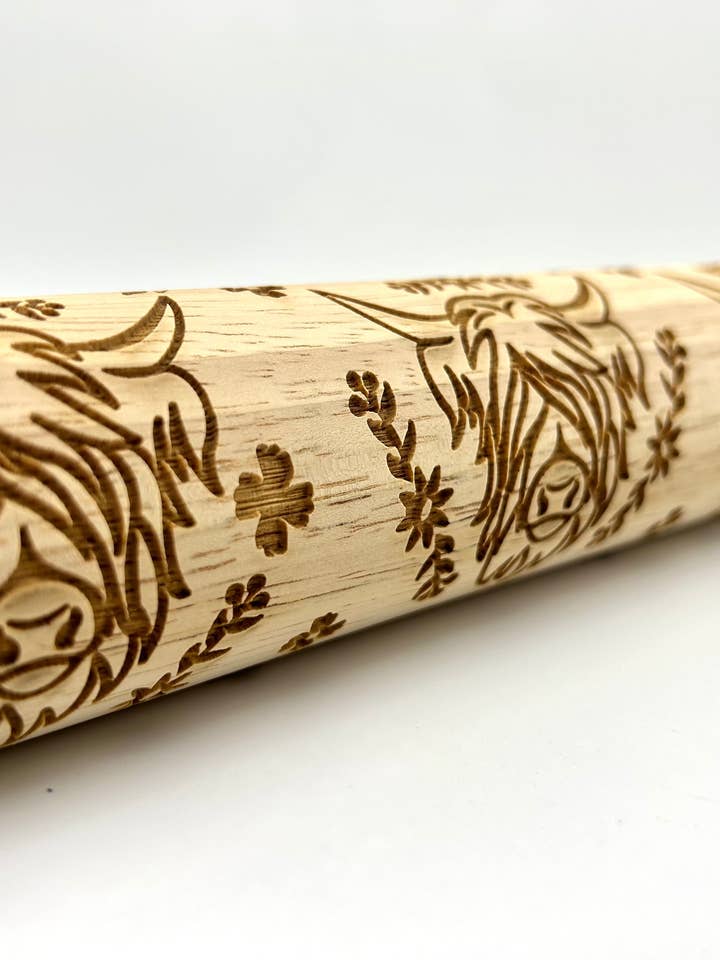 Highland Cow Embossed Rolling Pin For Pottery Baking and other Purchase Wholesale pairs scotland. Free Returns & Net 60 Terms on Faire trending on Faire.