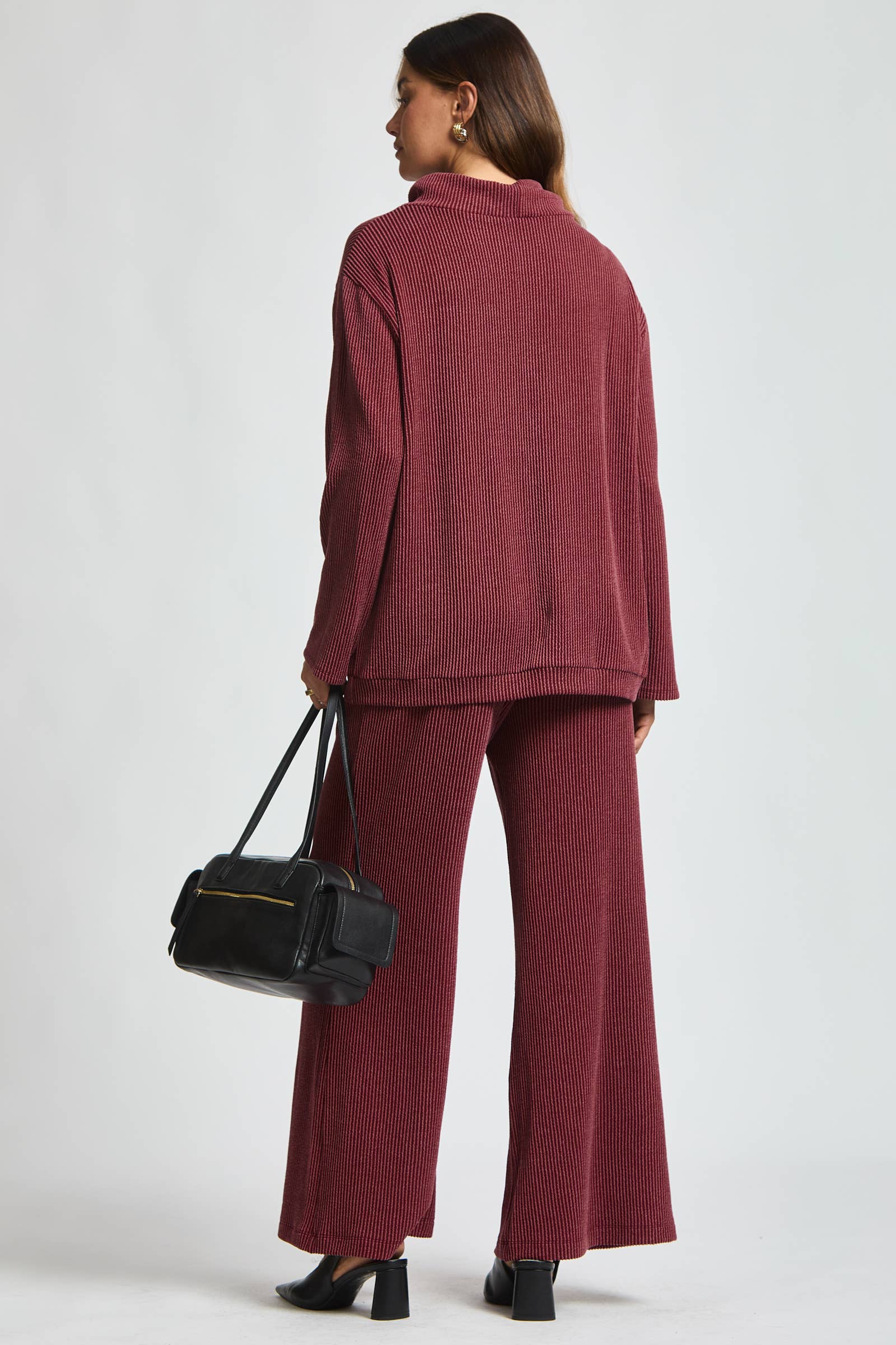 Dear Scarlett – Conjuntos Casual - Mulher por atacado – Conjunto de 2 Peças com Gola Alta Canelada TRVSET-LAVISH16