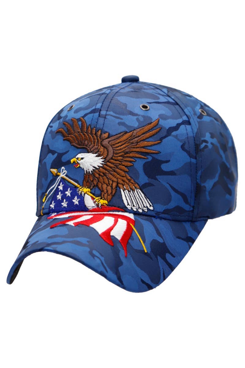 Cap Zone - Wholesale Baseball Cap - Unisex - American Flag Bald Eagle Nylon Camo Baseball Cap3