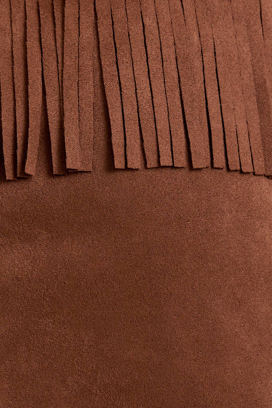 Marron JUPE EN DAIM TAILLE BASSE AVEC DÉTAILS À FRANGES en vente sur Faire6