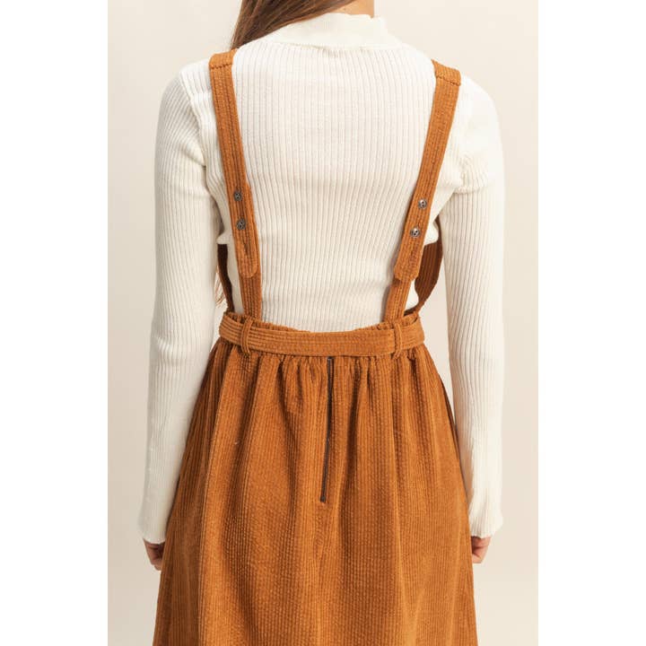 HYFVE - Wholesale Dress - Women's - Sleeveless Corduroy Apron Belted Midi Dress7