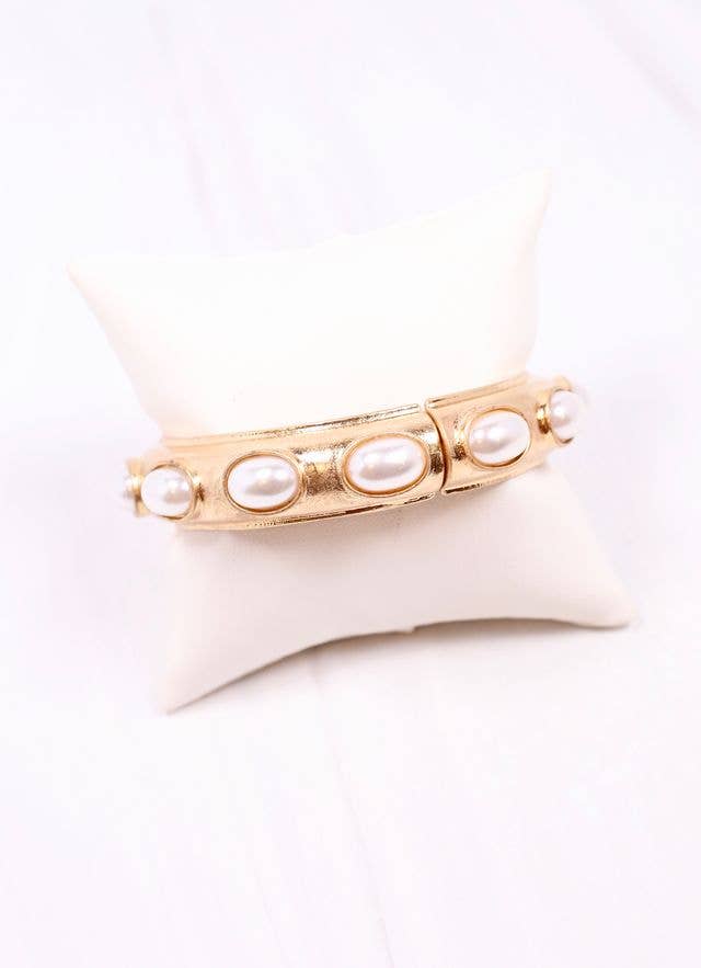 Caroline Hill - Wholesale Bangle Bracelet - Harriette Pearl Bracelet Gold5
