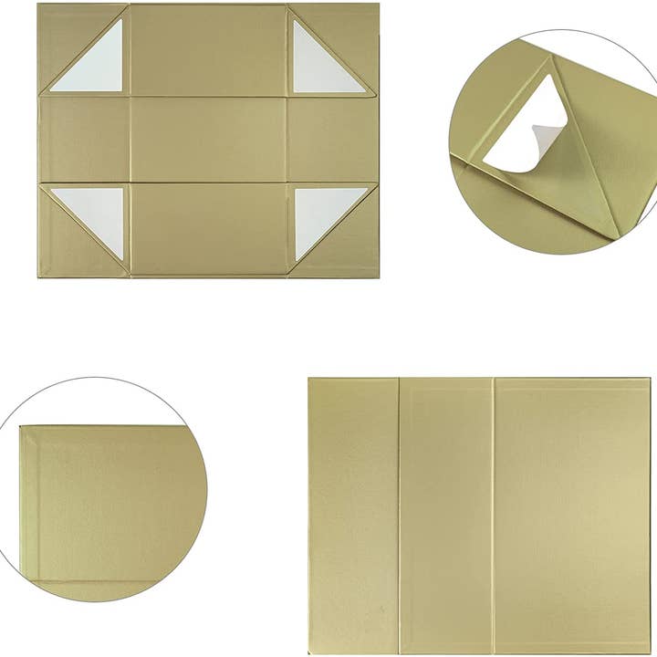 LA Ribbons Wholesale - Wholesale Gift Box - 14" x 9" x 4.3" Collapsable Gift Box w/ Magnetic Square Flap Lid | Gold
2