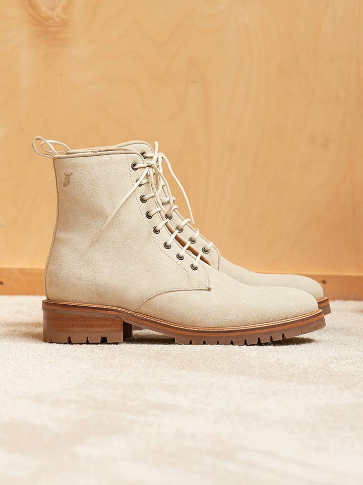 Caroline Commando Combat boots - Cream for wholesale by Pied de Biche