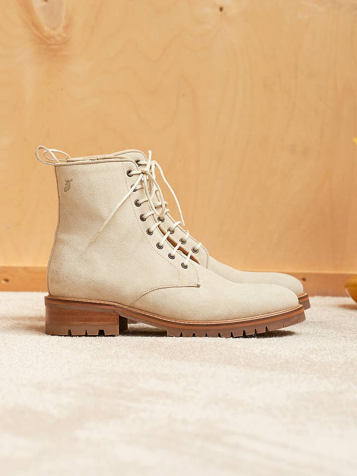 Caroline Commando Combat boots - Cream for wholesale by Pied de Biche