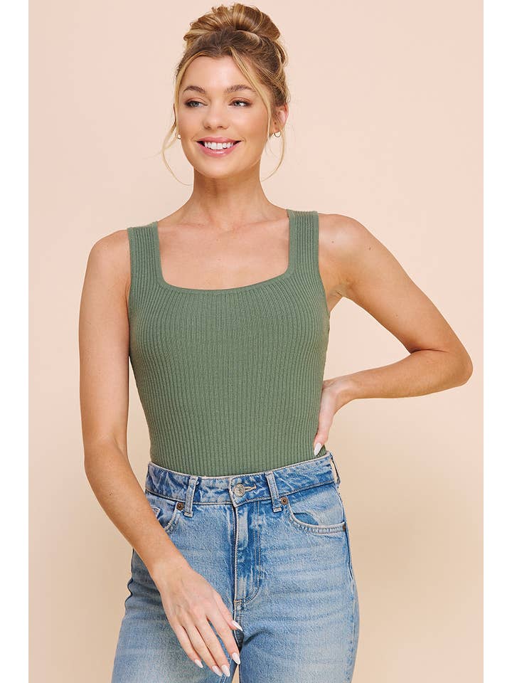 Allie Rose - Wholesale Bodysuit - Women's - Square Neck Ribbed Fine Gauge Bodysuit15