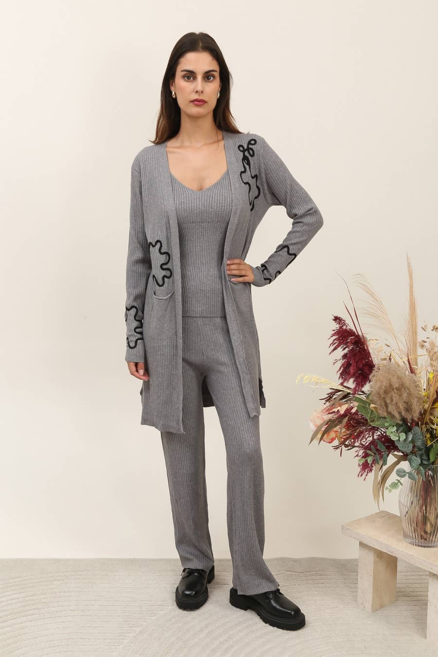 DIX-ONZE - Wholesale Lounge Set - Women's - 3-Piece Ribbed Knit Set – Elegant Comfort0