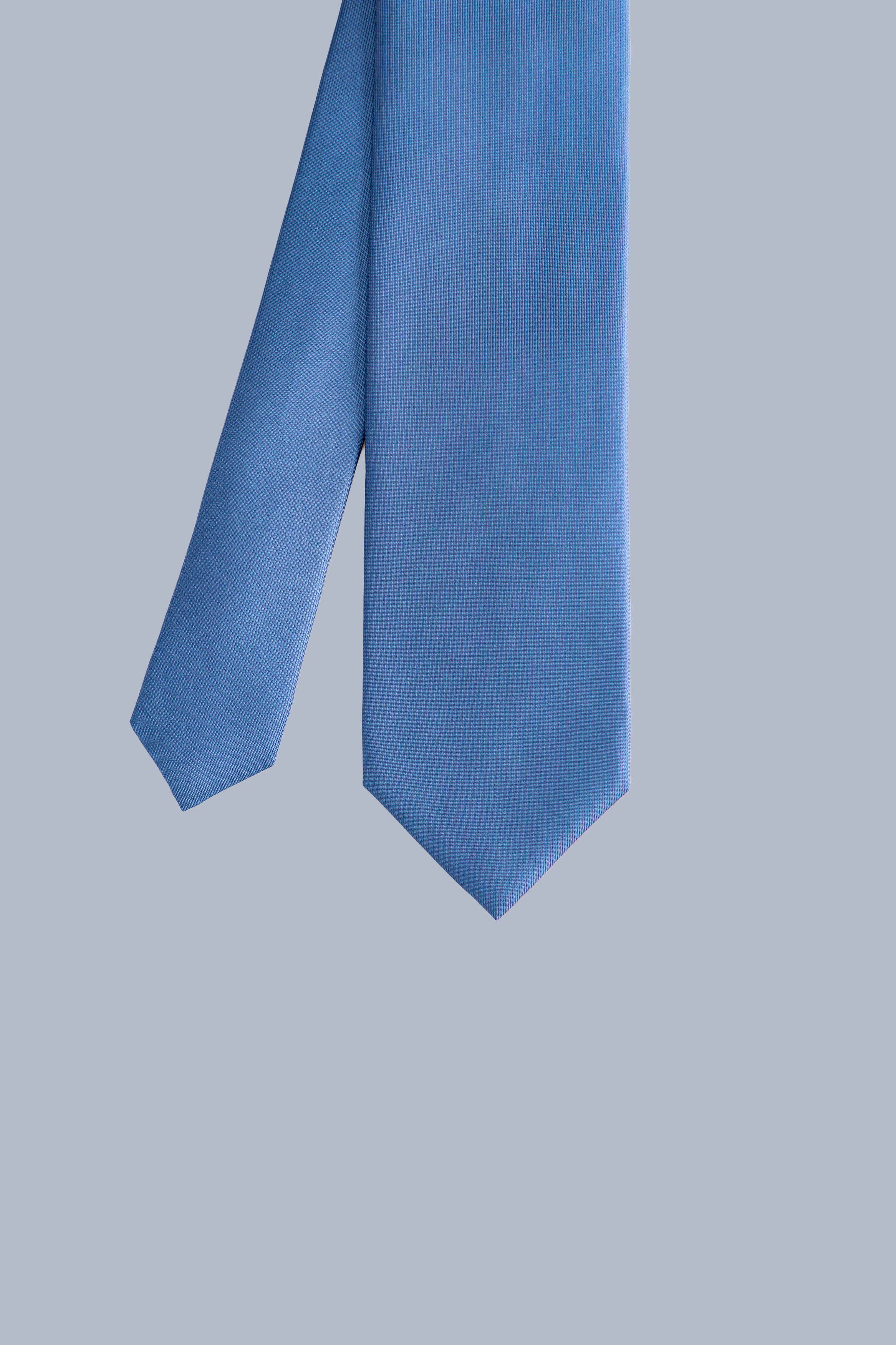 RUMI - Wholesale Necktie - Men's - Handmade Luxury Plain Silk Tie - Kent Blue5