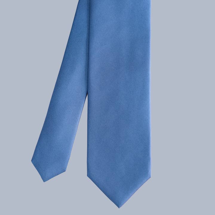 RUMI - Wholesale Necktie - Men's - Handmade Luxury Plain Silk Tie - Kent Blue5