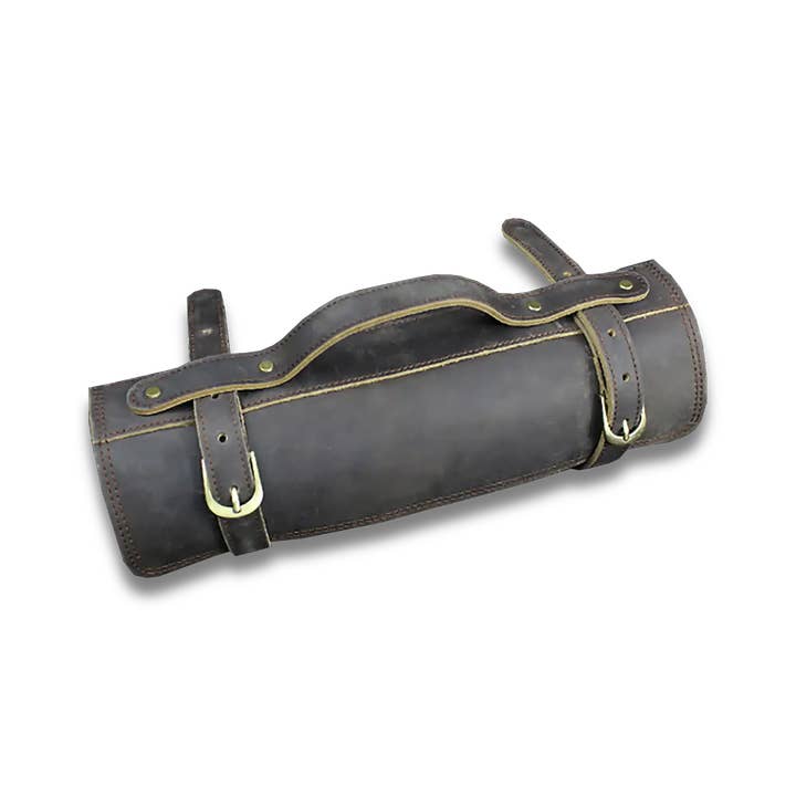 Ginza Steel Full Grain leather knife role Rustic Brown for wholesale by Ginza Steel