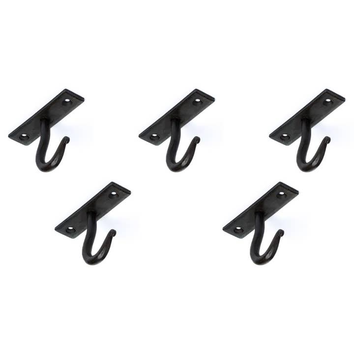 Fayesia Cup/Mug Hooks - Handcrafted Wrought Iron Wall Hooks for Cups & Mugs - Set of 5 Single Prong Hooks with Screws Included (Beeswax) for wholesale by Fayesia
