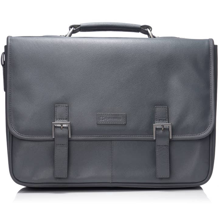Alpine Swiss Genuine Leather 15.6” Laptop Briefcase Flap Over Messenger Bag - 785-Parent for wholesale by Alpine Swiss